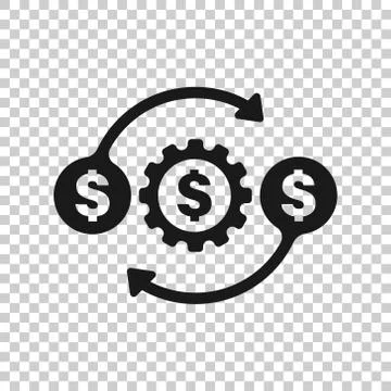 Money optimization icon in flat style. Gear effective vector illustration on  Stock Illustration