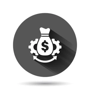 Money optimization icon in flat style. Gear effective vector illustration on  Illustrazione stock