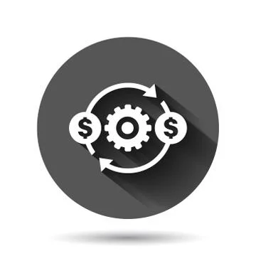 Money optimization icon in flat style. Gear effective vector illustration on  Illustrazione stock