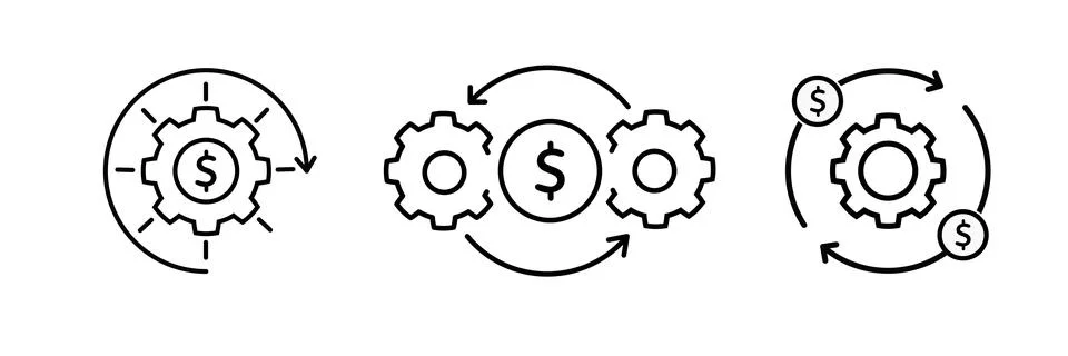Money optimization icon in flat style. Gear effective vector illustration on Stockillustratie
