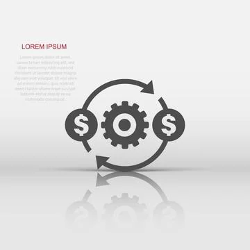 Money optimization icon in flat style. Gear effective vector illustration o.. イラスト素材