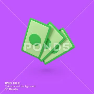 Money or bank note isolated 3d render icon illustration PSD Template