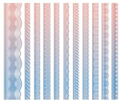 Money or document security guilloche border frames Stock Illustration
