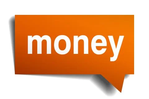 Money orange speech bubble isolated on white Stock Illustration