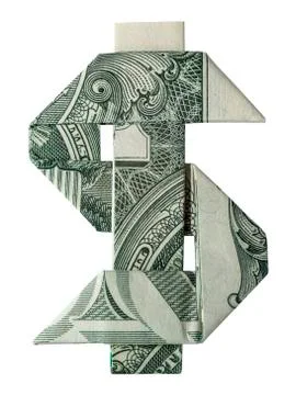 Money Origami 1 DOLLAR SIGN High Resolution Folded with Real One Dollar Bill  Stock Photos