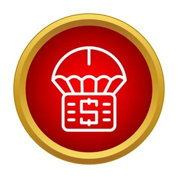 Money package falling by parachute representing financial aid Stockillustratie