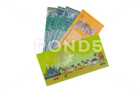 Money Packet for Ramadan and Eid Fitr Celebration isolated on white background Stock Photos
