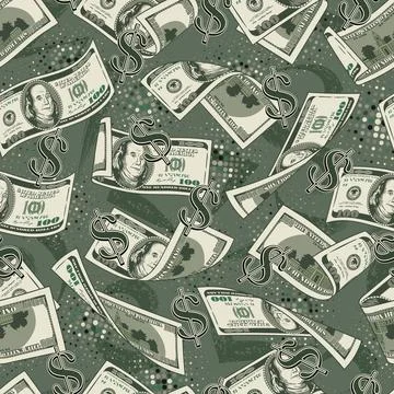 Money pattern with dollar bills, dollar sign Stock Illustration