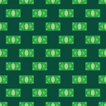 Money pattern on green background. Seamless pattern green dollar bills. Green 库存插图