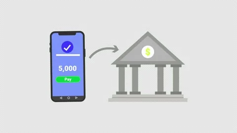 Money pay Bank Transfer icon, cash transfer with mobile symbol loop animation Stock Footage