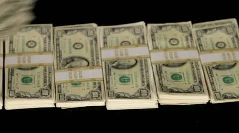 Money Pile Stacks Cash Rich Wealth Wealthy Paid Hundreds Benjamins Piles Stock Footage