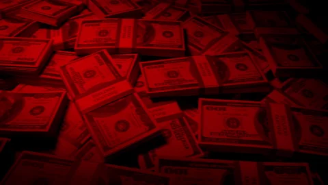 Money Pile Turns Red, Corruption, Bad Money Concept Stock Footage 329245213