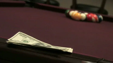 Money on Pool Table 1 Stock Footage 285441