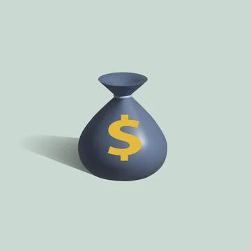 Money pouch vector 3d icon. money bag 3d illustration. blue pouch. Stock Illustration