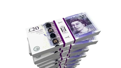 Money Pounds Sterling Banknotes Stack Rising Stock Footage 241634625