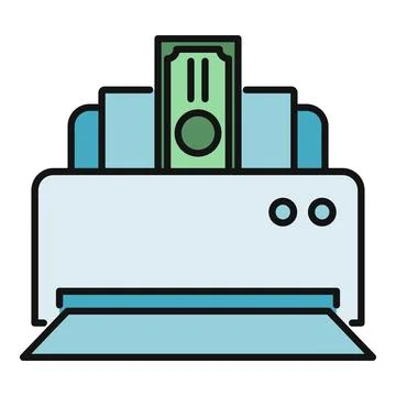 Money printer creating currency and financial output icon Illustrazione stock