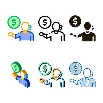 Money problems icon vector set outline Stock Illustration