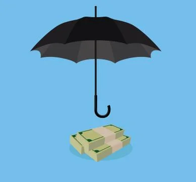 Money protection with umbrella cover stack of cash Stock Illustration