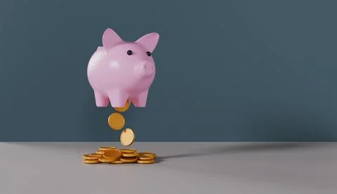 Money put in a piggy bank falling outside An image that represents unsuccessful Stock Illustration