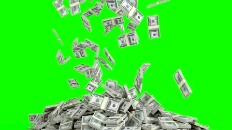 Money raining down 3d isolated green screen 動画素材 314449247