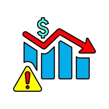Money rate decrease icon. Illustrazione stock