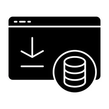 Money received in browser window solid icon. Computer window with coins vector Illustrazione stock