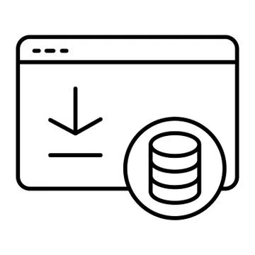 Money received in browser window thin line icon. Computer window with coins Stock Illustration