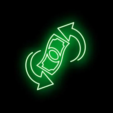 Money refund process with green neon effect Illustrazione stock