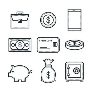 Money related objects Stock Illustration