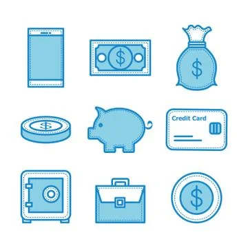 Money related objects Stock Illustration