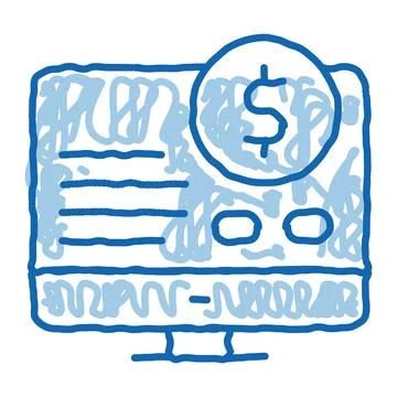 Money Report on Computer doodle icon hand drawn illustration Stock Illustration
