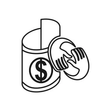 Money roll Commitment Teamwork Together Outline Logo 스톡 일러스트
