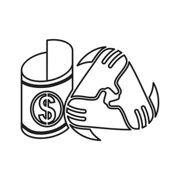Money Roll Commitment Teamwork Together Outline Logo Stock Illustration