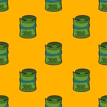 Money roll pattern seamless. Dollars rolled cash background . Vector illustra Stock Illustration