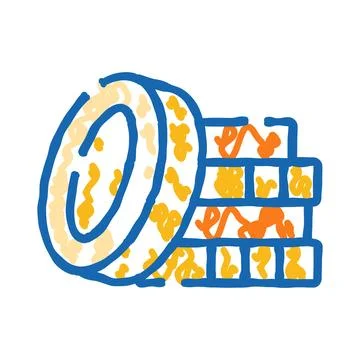Money rolling and stacking cash coin profit Stock Illustration