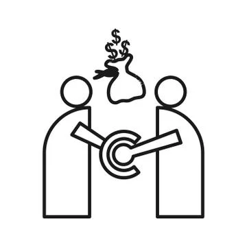 Money sack Commitment Teamwork Together Outline Logo Stockillustratie