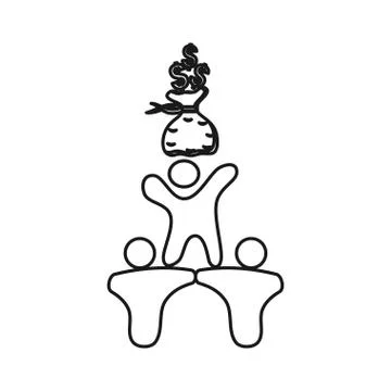 Money sack people Commitment Teamwork Together Outline Logo Illustrazione stock