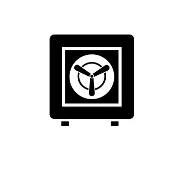 Money Safe Box Solid Flat Vector Icon Isolated on White Background Stock Illustration