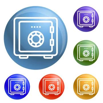Money safe icons set vector 스톡 일러스트