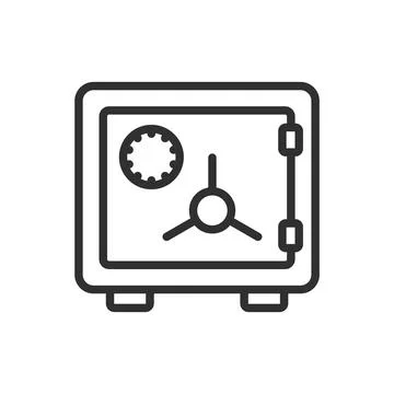Money safe thin line. Strongbox line icon. Vector illustration. Stock Illustration