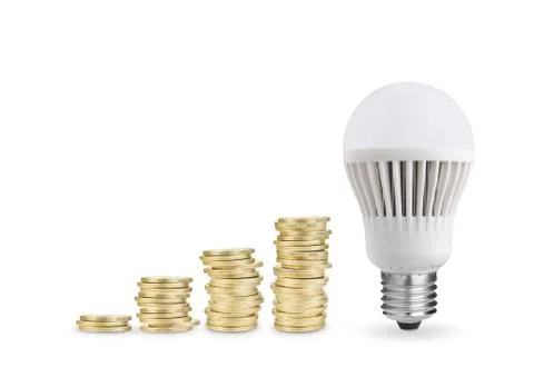 Money saved with led bulb. isolated on white background Stock Illustration