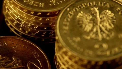 Money Saving Graph stacks of gold money coin on black background, Business an Stock Footage 272768893
