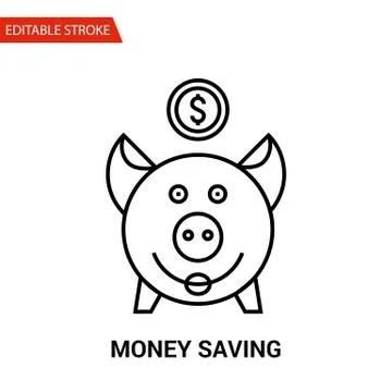 Money Saving Icon. Thin Line Vector Illustration Stock Illustration