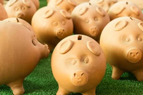Money saving pigs Stock Photos