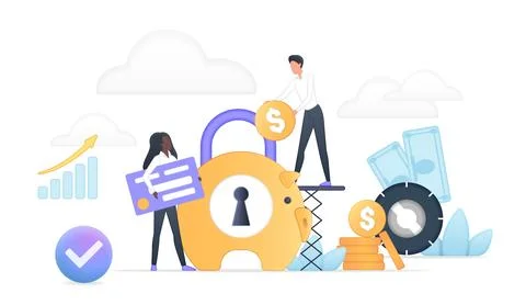 Money Saving Security Concept Vector Design Illustrazione stock