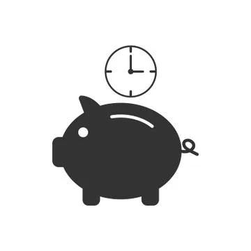 Money saving, time icon. Vector illustration, flat design. Illustrazione stock