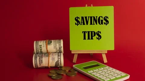 Money saving tips concept Foto stock