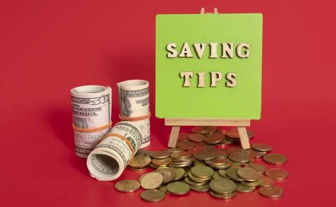 Money saving tips concept Foto stock