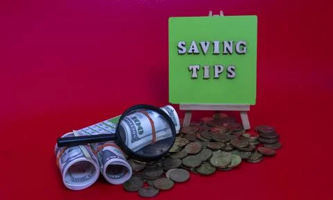Money saving tips concept Foto stock