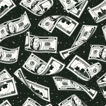 Money seamless pattern with 100 US dollar bills 库存插图